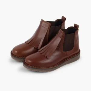 Pisamonas Botins Pele Menina Lingueta Franjas Clearance