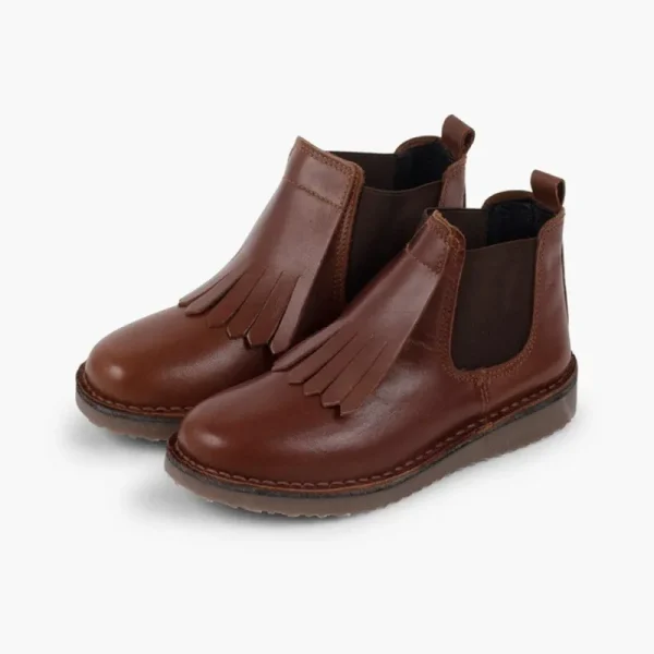 Pisamonas Botins Pele Menina Lingueta Franjas Clearance