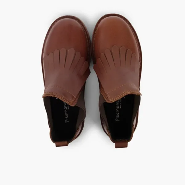 Pisamonas Botins Pele Menina Lingueta Franjas Clearance
