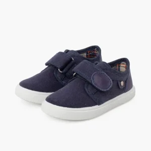 Pisamonas Sapatilhas Lona Fecho Aderente Detalhe Pele Cor Azul Jeans Sale