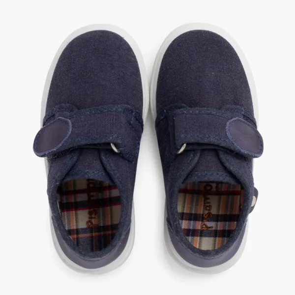 Pisamonas Sapatilhas Lona Fecho Aderente Detalhe Pele Cor Azul Jeans Sale