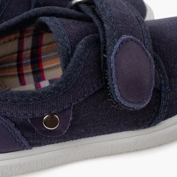 Pisamonas Sapatilhas Lona Fecho Aderente Detalhe Pele Cor Azul Jeans Sale