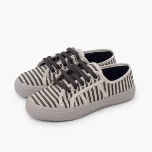 Pisamonas Sapatilhas Riscas Sola Larga Cor Crudo Y Gris Store